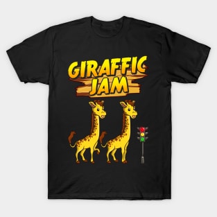 Adorable Giraffic Jam Pun Traffic Jam Giraffes T-Shirt